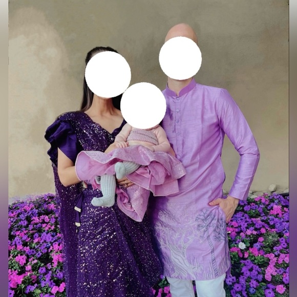 Lavender Orchid Embroidered Silk Kurta For Men - Picture 3 of 5